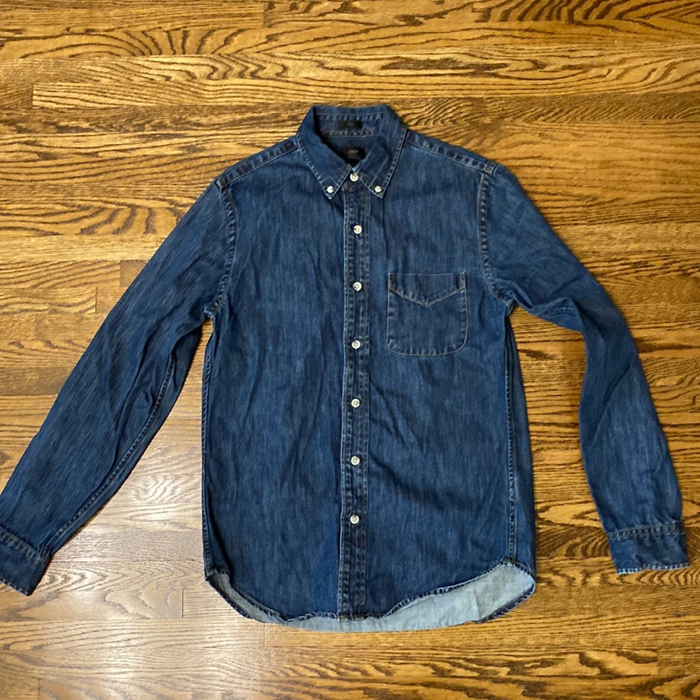 J. Crew Washed Denim Button-Down Shirt Men’s Small Slim